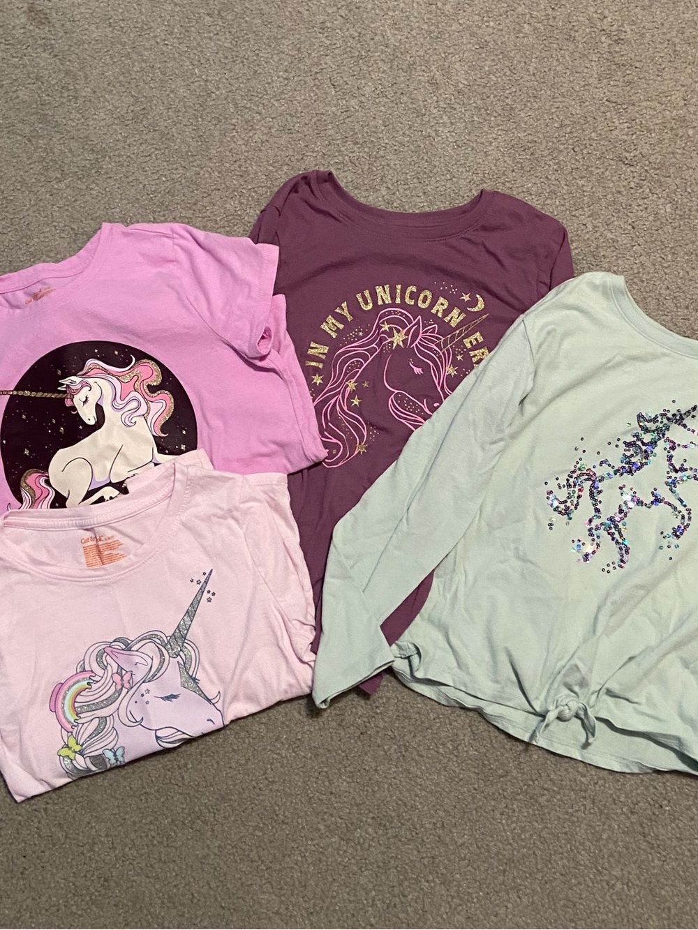 Kids Unicorn Graphic Tops - Pink, Purple & Mint